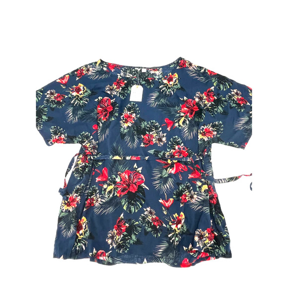 Roxy Women's Swimsuit Tropical Cover Up Navy Blue Floral Size Small NWT - Picture 4 of 6